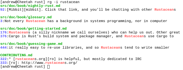 ripgrep を使った検索